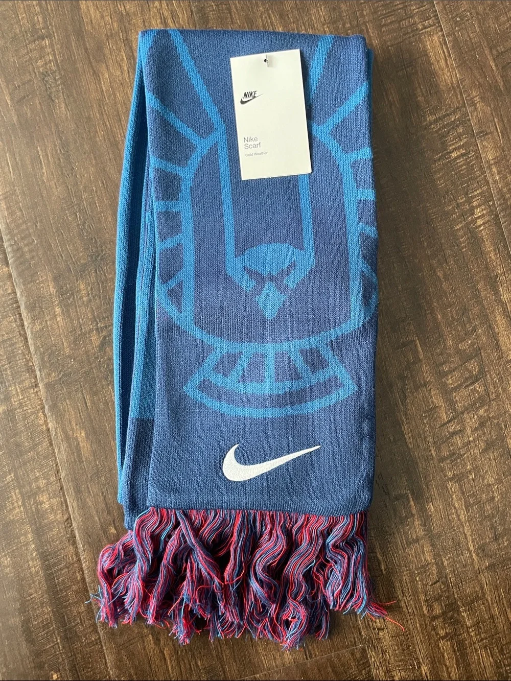 Nike Blue Graphic Knit Scarf with White Swoosh Team USA NWT
